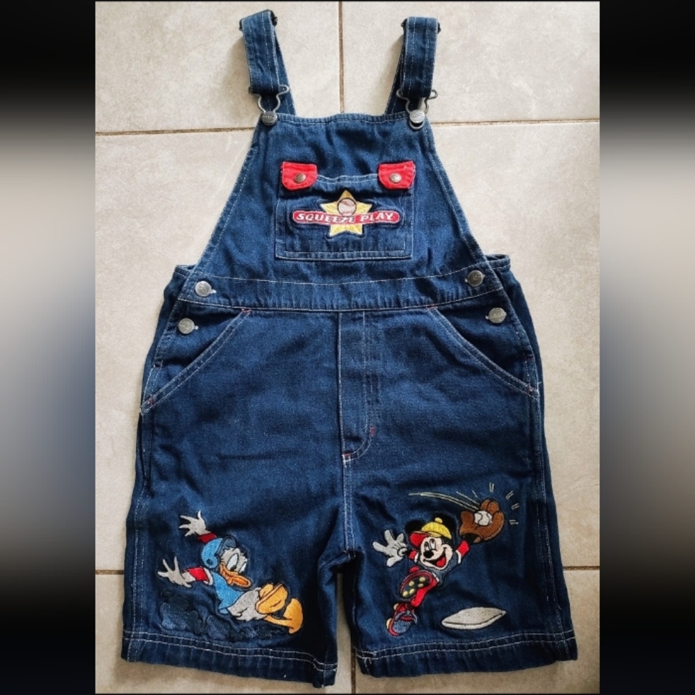 Vintage Mickey Kids Denim Overalls - Blue